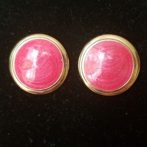 Vintage round red & gold earrings
